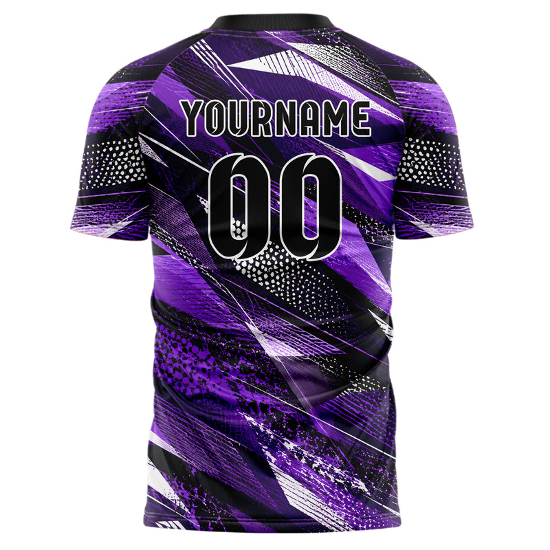 Dunkellila dunkles abstrakte Linien Polygon Shards Design 12-0474 individuelles Fußballtrikot back