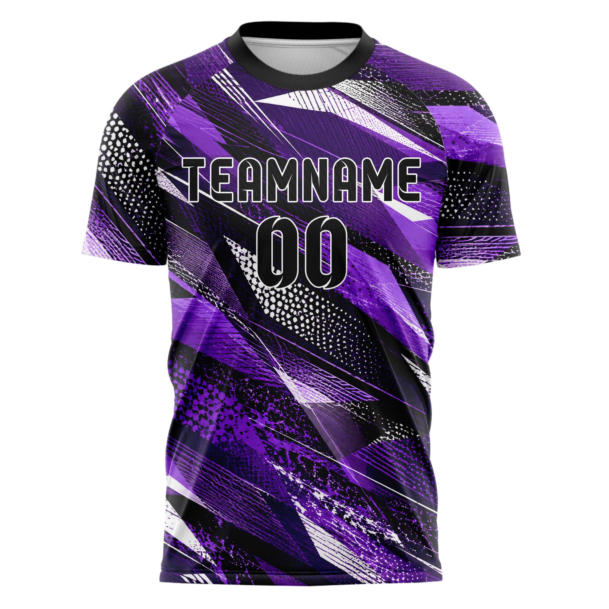 Dunkellila dunkles abstrakte Linien Polygon Shards Design 12-0474 individuelles Fußballtrikot front