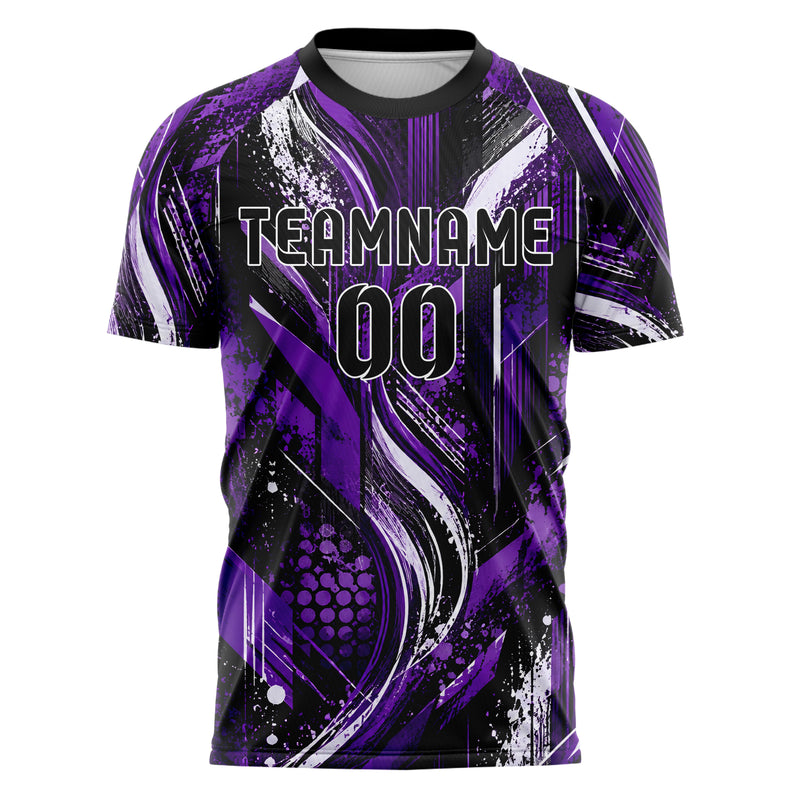 Dunkellila dunkles abstrakte Linien Speckles Line Accents Design 12-0048 individuelles Fußballtrikot front