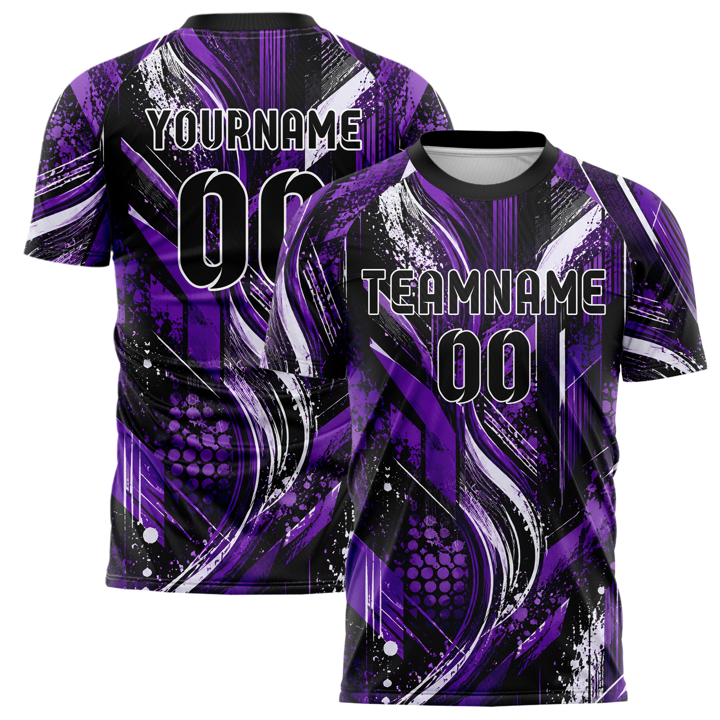 Dunkellila dunkles abstrakte Linien Speckles Line Accents Design 12-0048 individuelles Fußballtrikot main