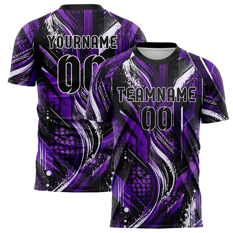 Dunkellila dunkles abstrakte Linien Speckles Line Accents Design 12-0048 individuelles Fußballtrikot main