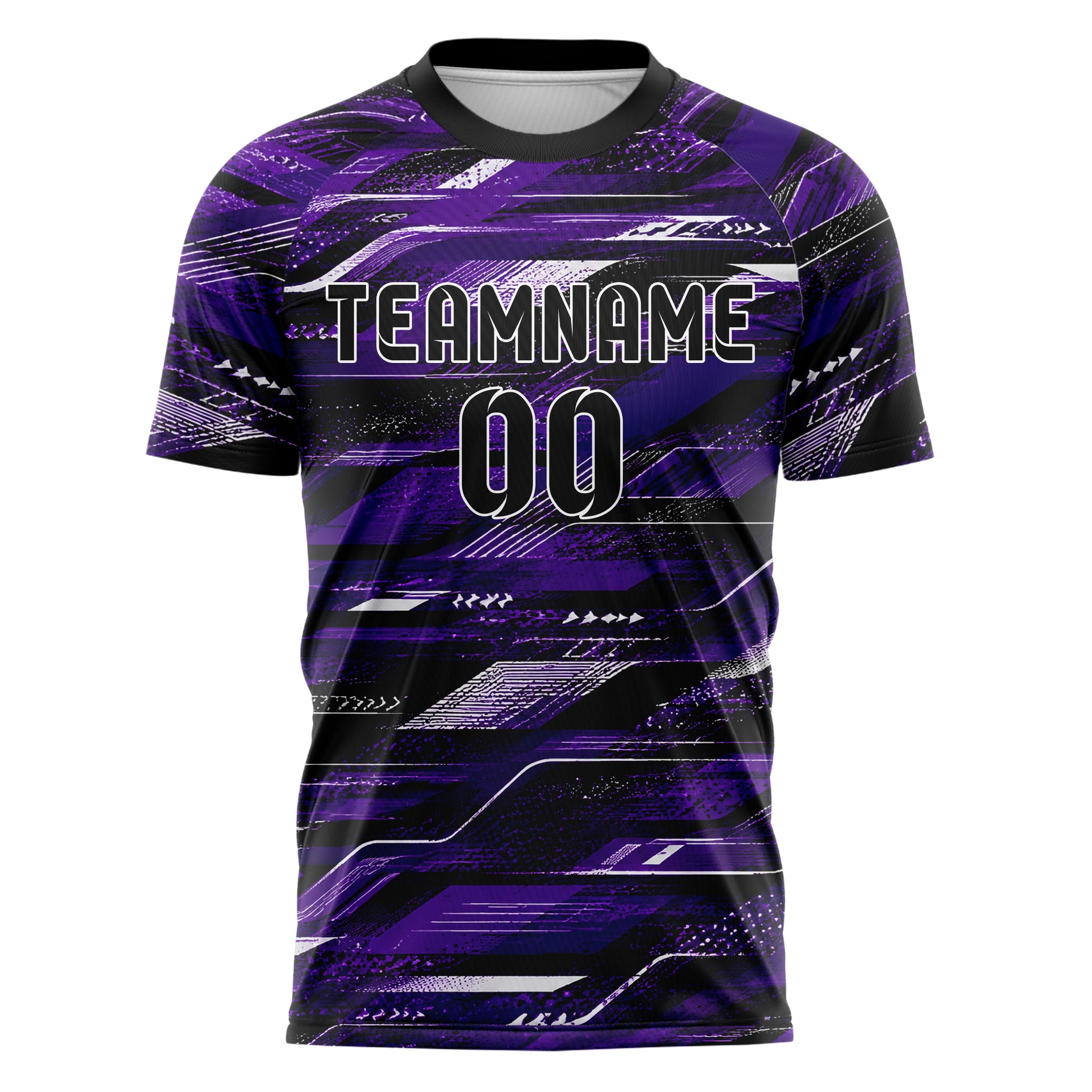Dunkellila dunkles abstrakte Linien Speckles Line Accents Design 12-0600 individuelles Fußballtrikot front