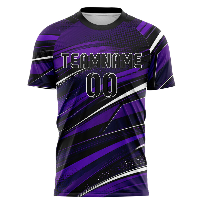 Dunkellila dunkles abstrakte Linien wavy Parallel Curves Design 12-0054 individuelles Fußballtrikot front