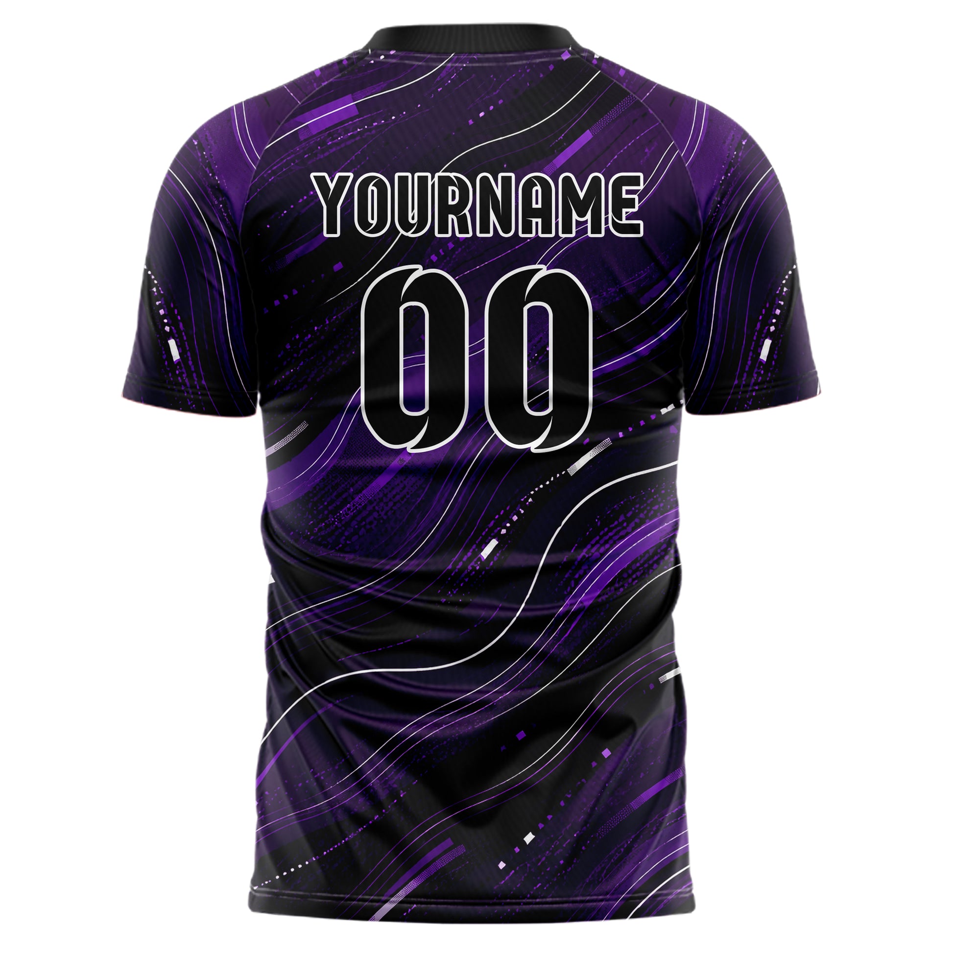 Dunkellila dunkles abstrakte Linien wavy Parallel Curves Design 12-0294 individuelles Fußballtrikot back