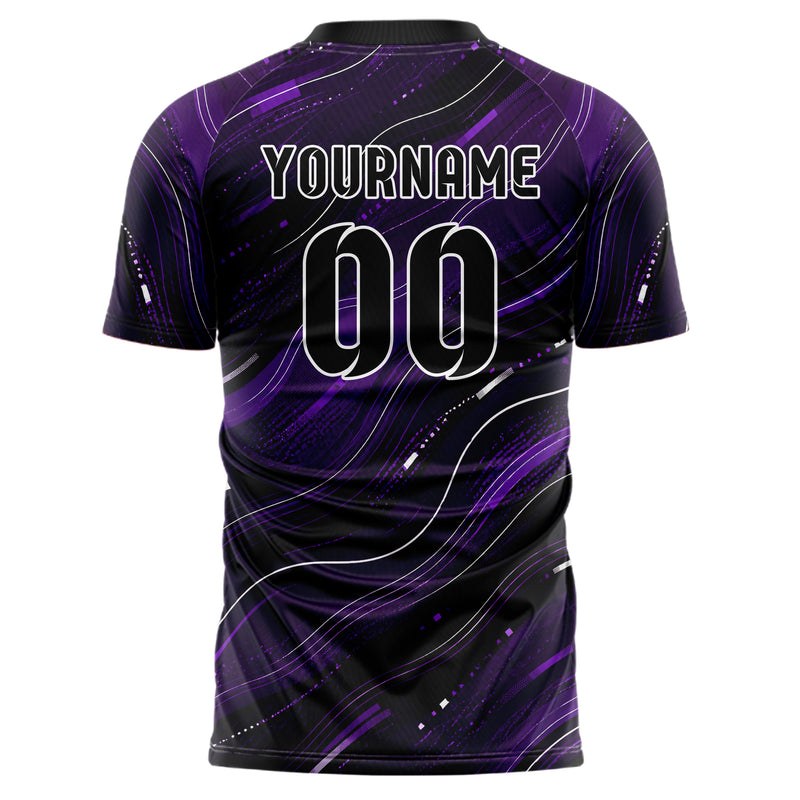 Dunkellila dunkles abstrakte Linien wavy Parallel Curves Design 12-0294 individuelles Fußballtrikot back