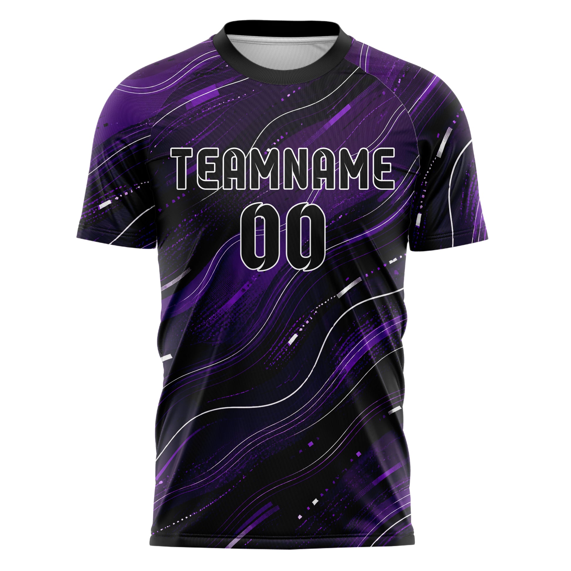 Dunkellila dunkles abstrakte Linien wavy Parallel Curves Design 12-0294 individuelles Fußballtrikot front