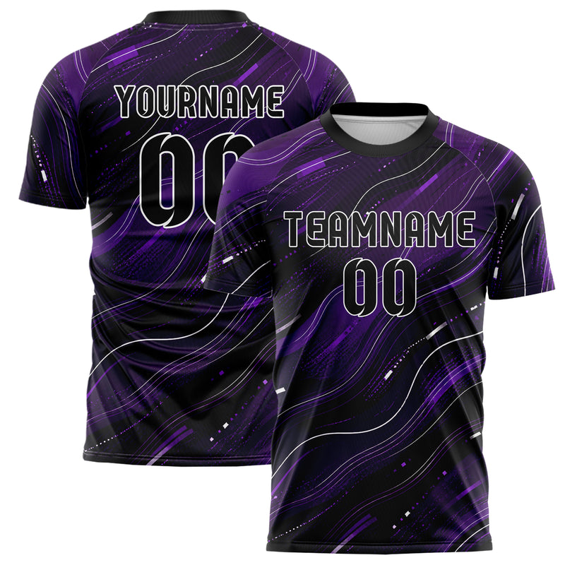 Dunkellila dunkles abstrakte Linien wavy Parallel Curves Design 12-0294 individuelles Fußballtrikot main