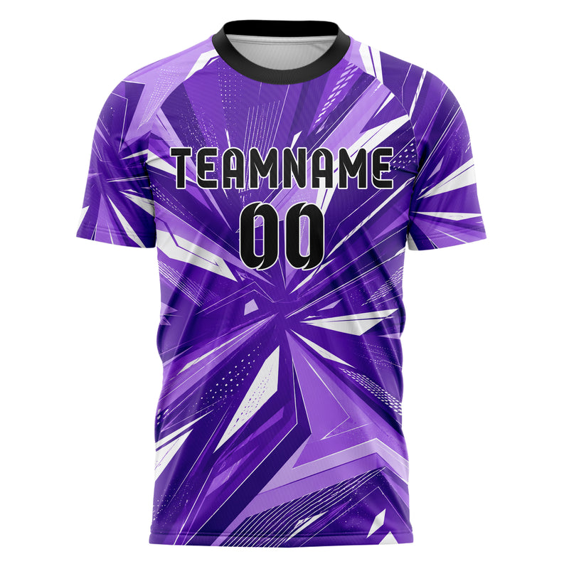 Lila lebendiges abstrakte Linien asymmetrische Vector Panels Design 12-0433 individuelles Fußballtrikot front