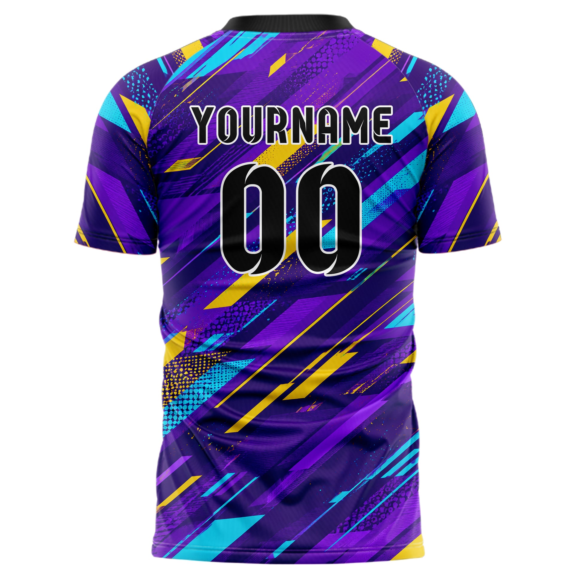 Lila lebendiges abstrakte Linien diagonale Streamlines Design 12-0299 individuelles Fußballtrikot back