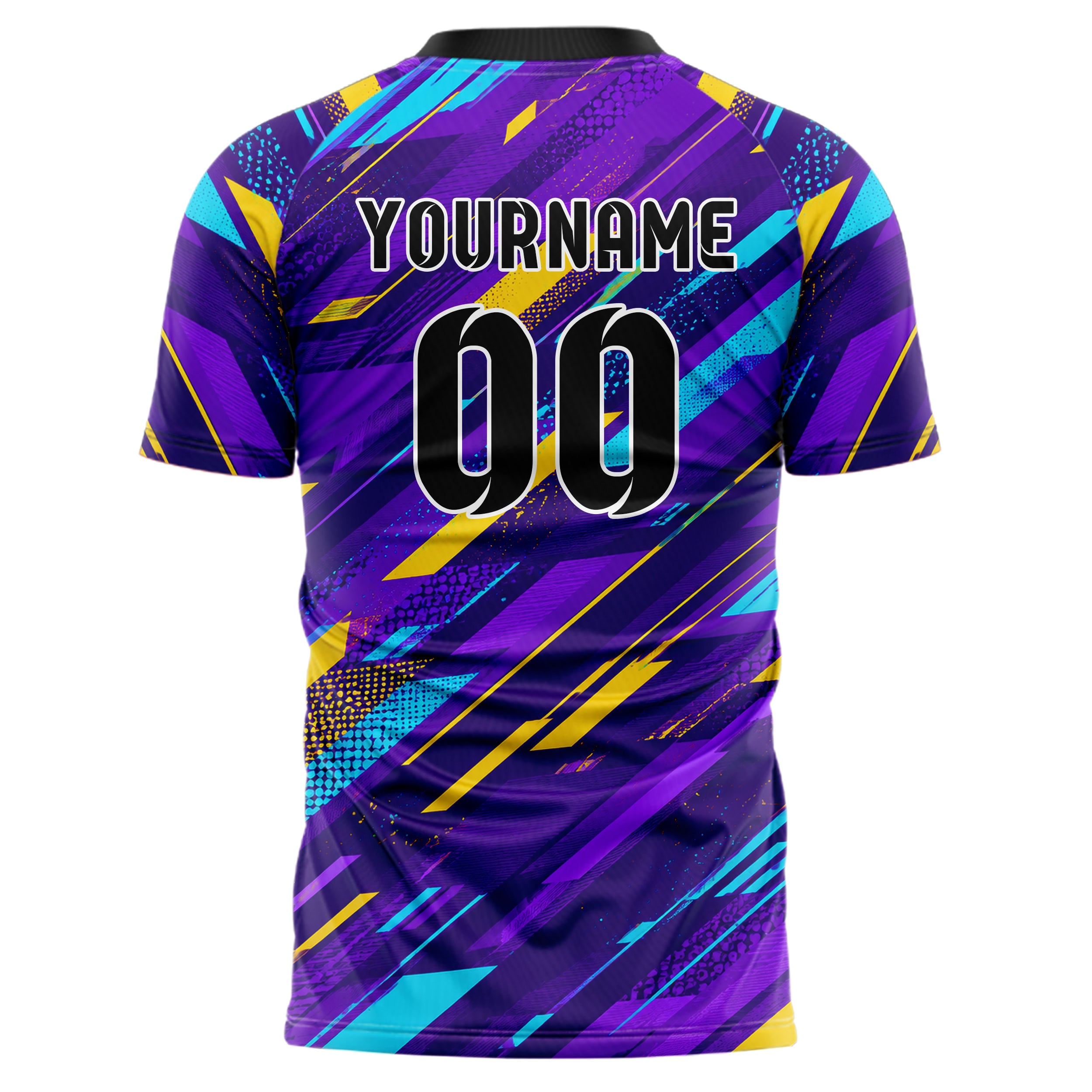 Lila lebendiges abstrakte Linien diagonale Streamlines Design 12-0299 individuelles Fußballtrikot back