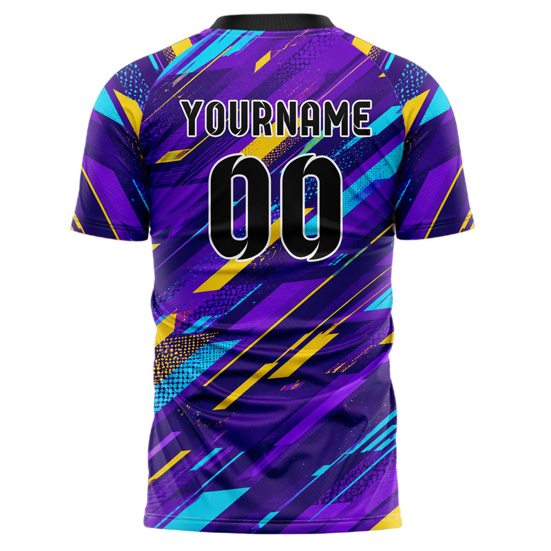 Lila lebendiges abstrakte Linien diagonale Streamlines Design 12-0299 individuelles Fußballtrikot back