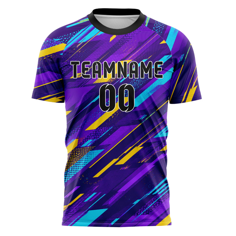 Lila lebendiges abstrakte Linien diagonale Streamlines Design 12-0299 individuelles Fußballtrikot front