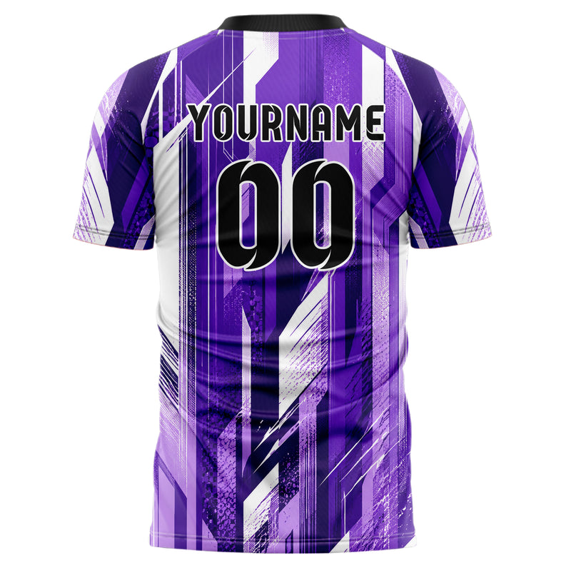 Lila lebendiges abstrakte Linien diagonale Streamlines Design 12-0427 individuelles Fußballtrikot back
