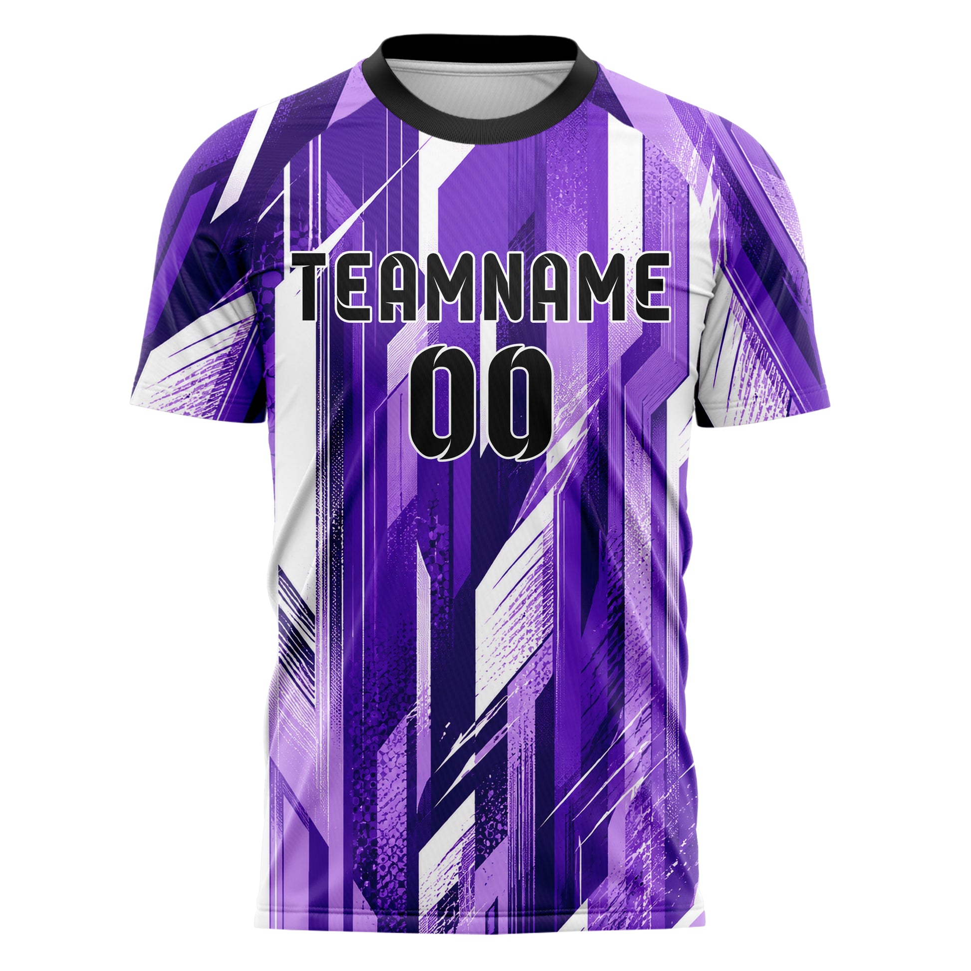 Lila lebendiges abstrakte Linien diagonale Streamlines Design 12-0427 individuelles Fußballtrikot front