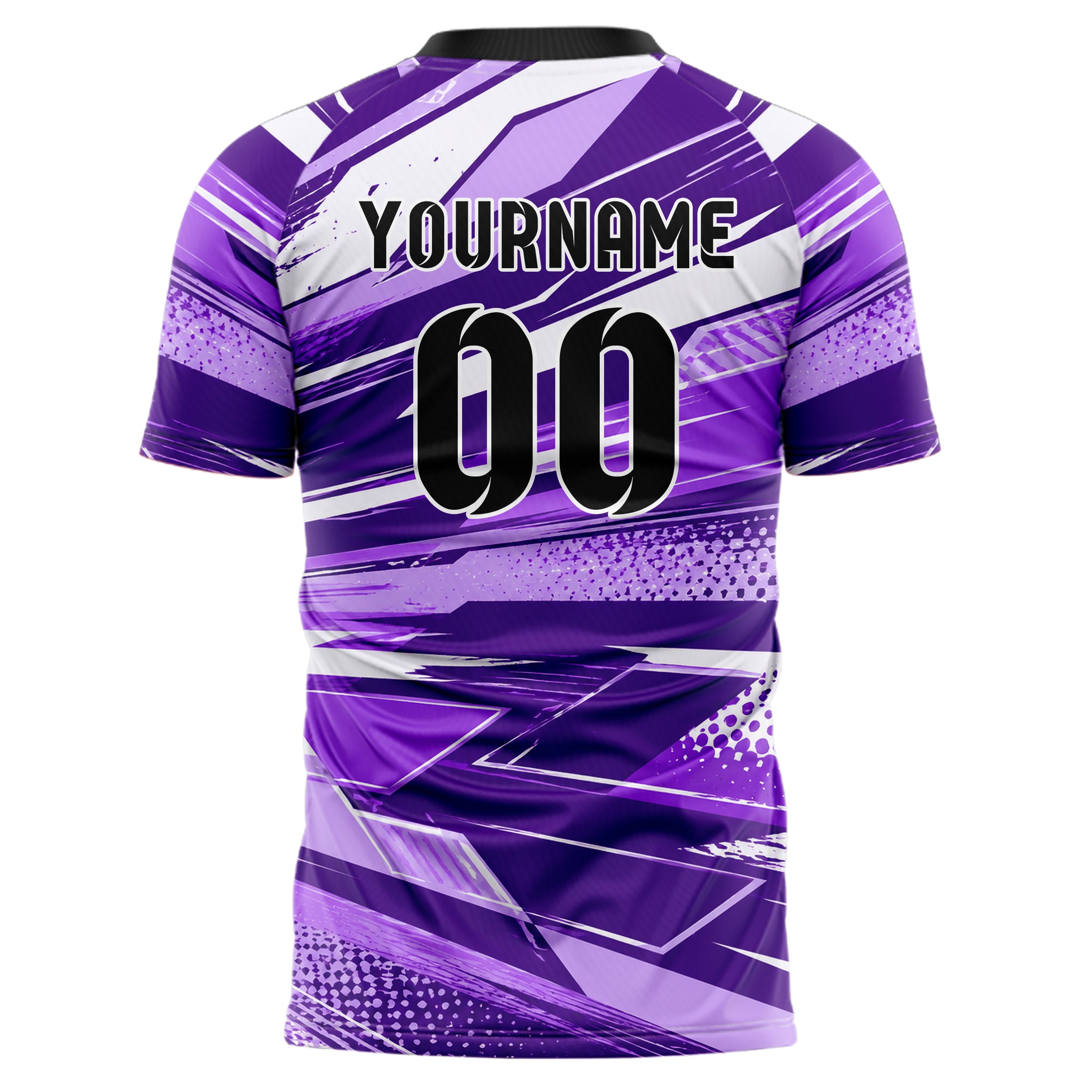 Lila lebendiges abstrakte Linien diagonale Streamlines Design 12-0499 individuelles Fußballtrikot back