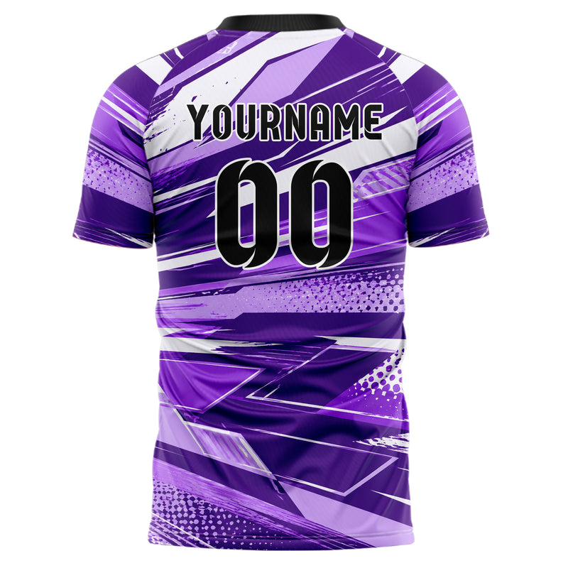 Lila lebendiges abstrakte Linien diagonale Streamlines Design 12-0499 individuelles Fußballtrikot back