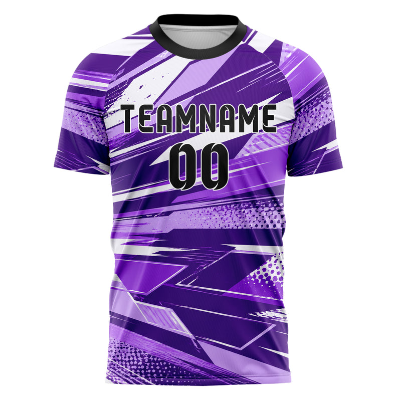 Lila lebendiges abstrakte Linien diagonale Streamlines Design 12-0499 individuelles Fußballtrikot front