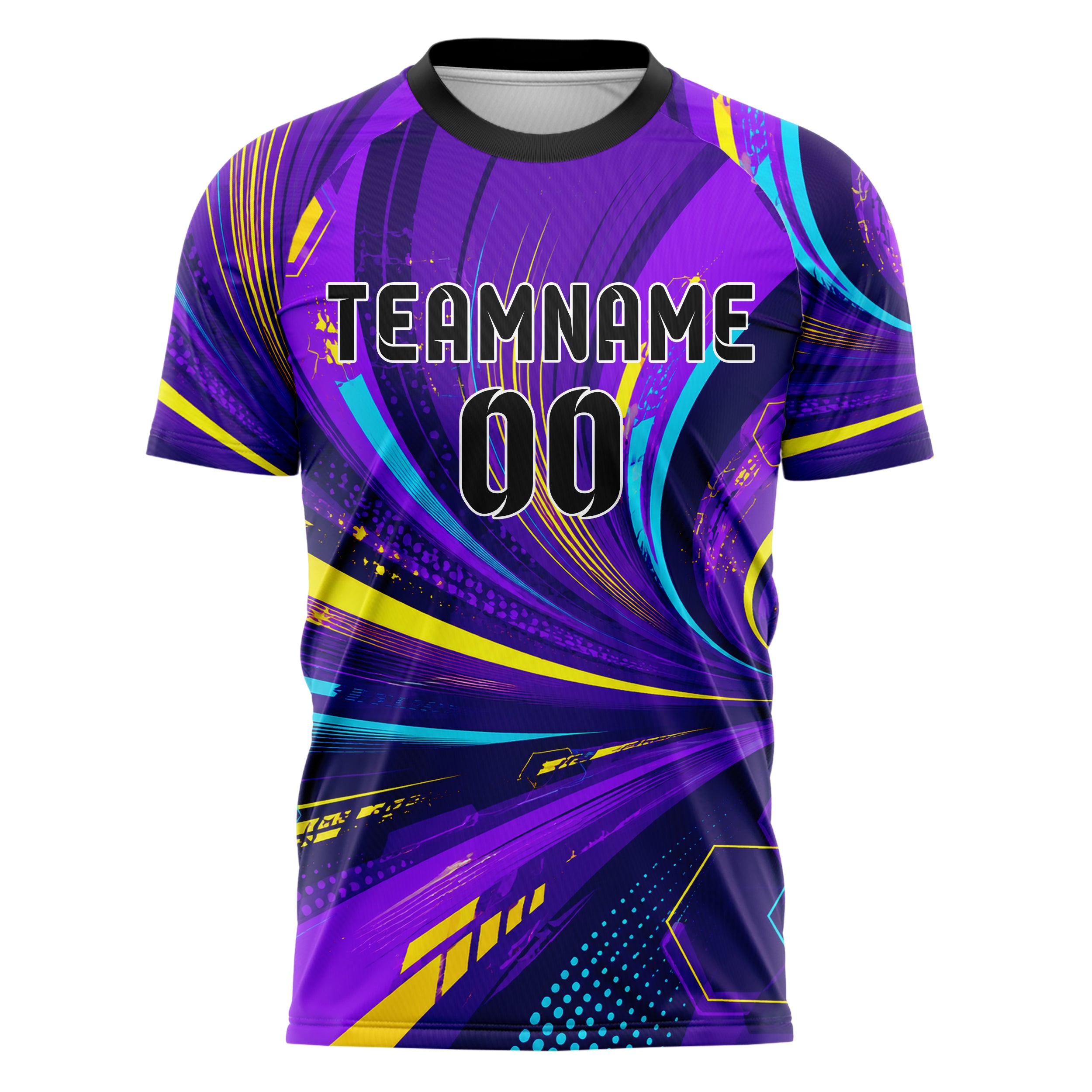 Lila lebendiges abstrakte Linien Hexagons Curve Lines Design 12-0413 individuelles Fußballtrikot front