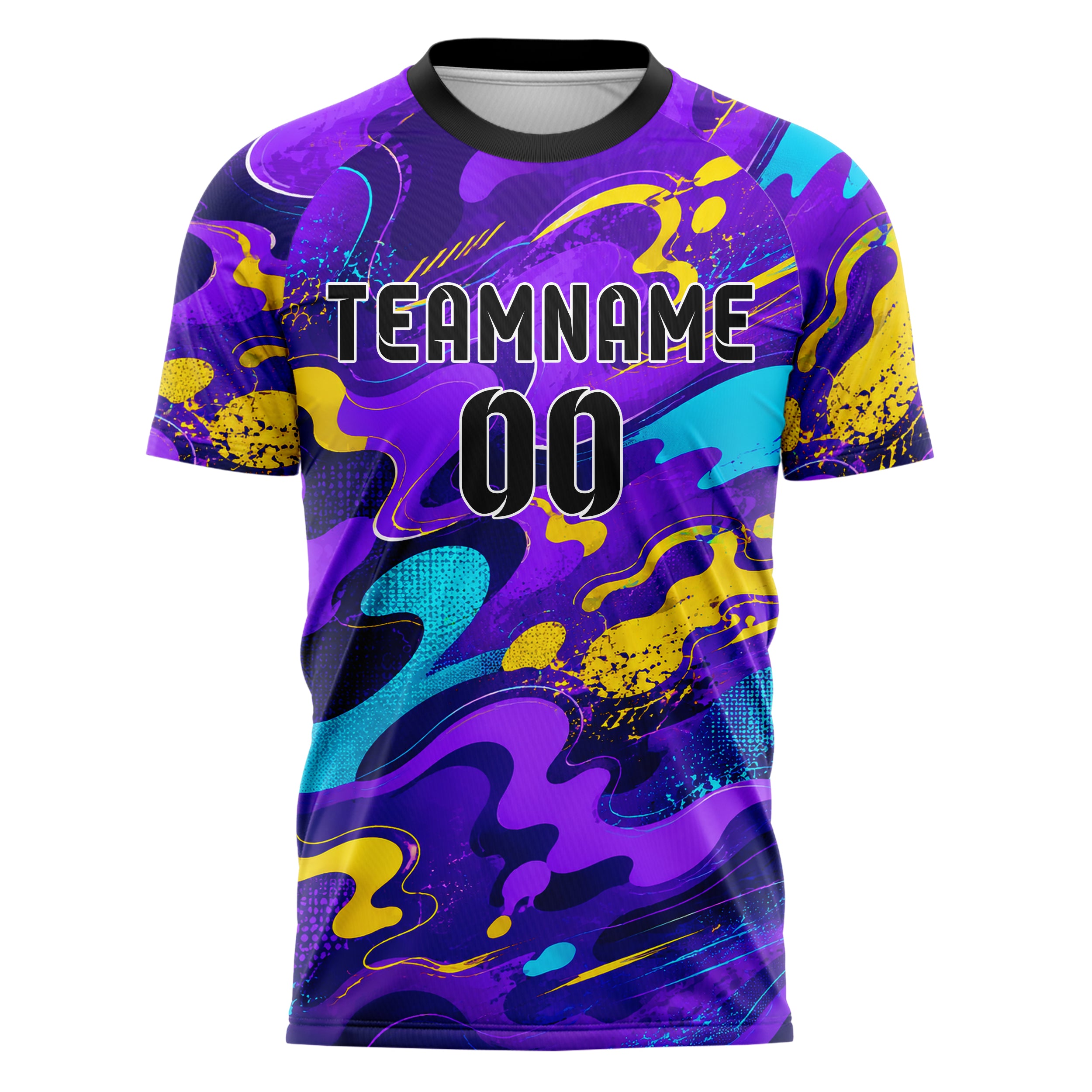 Lila lebendiges abstrakte Linien Organic Blobs Outline Design 12-0140 individuelles Fußballtrikot front