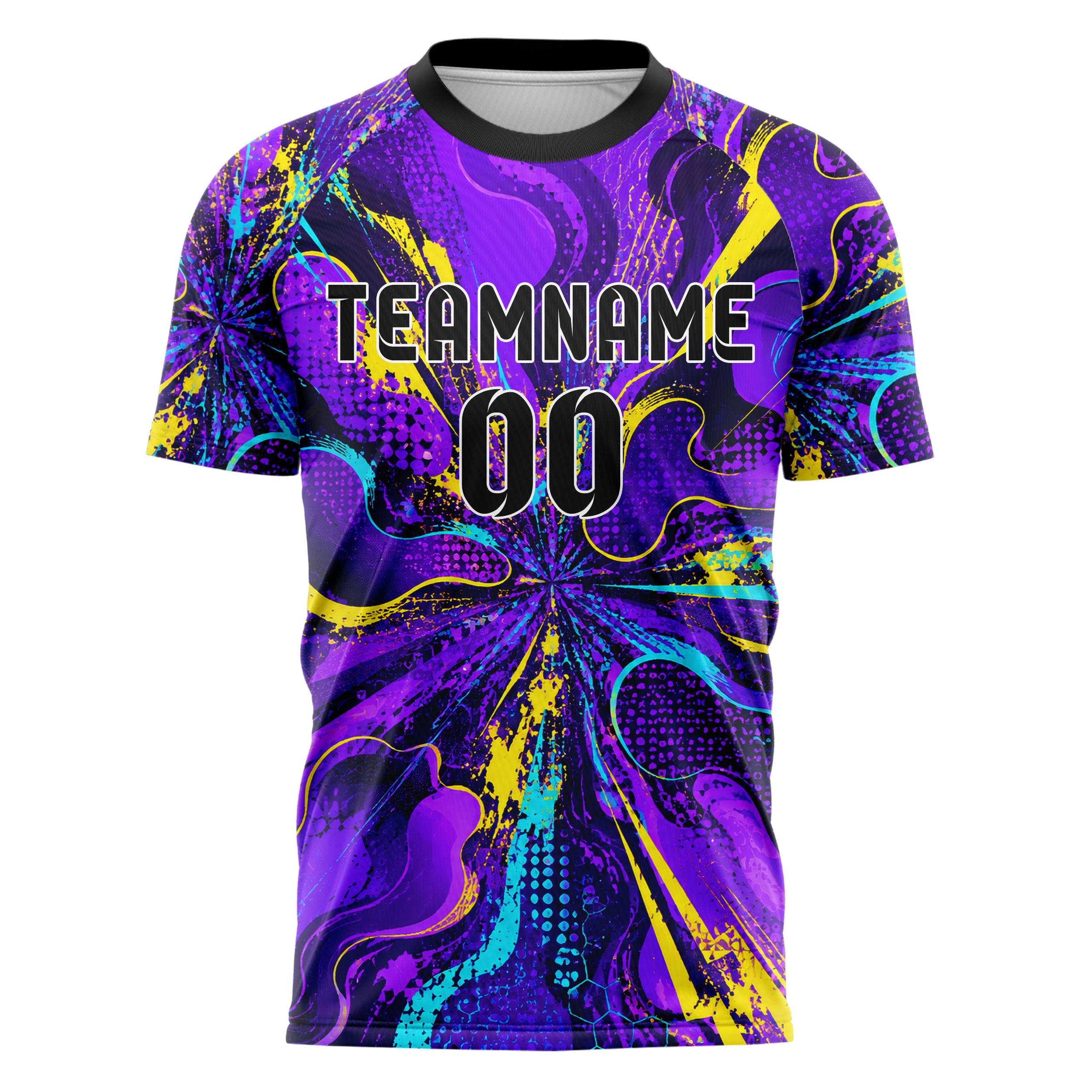Lila lebendiges abstrakte Linien Organic Blobs Outline Design 12-0188 individuelles Fußballtrikot front