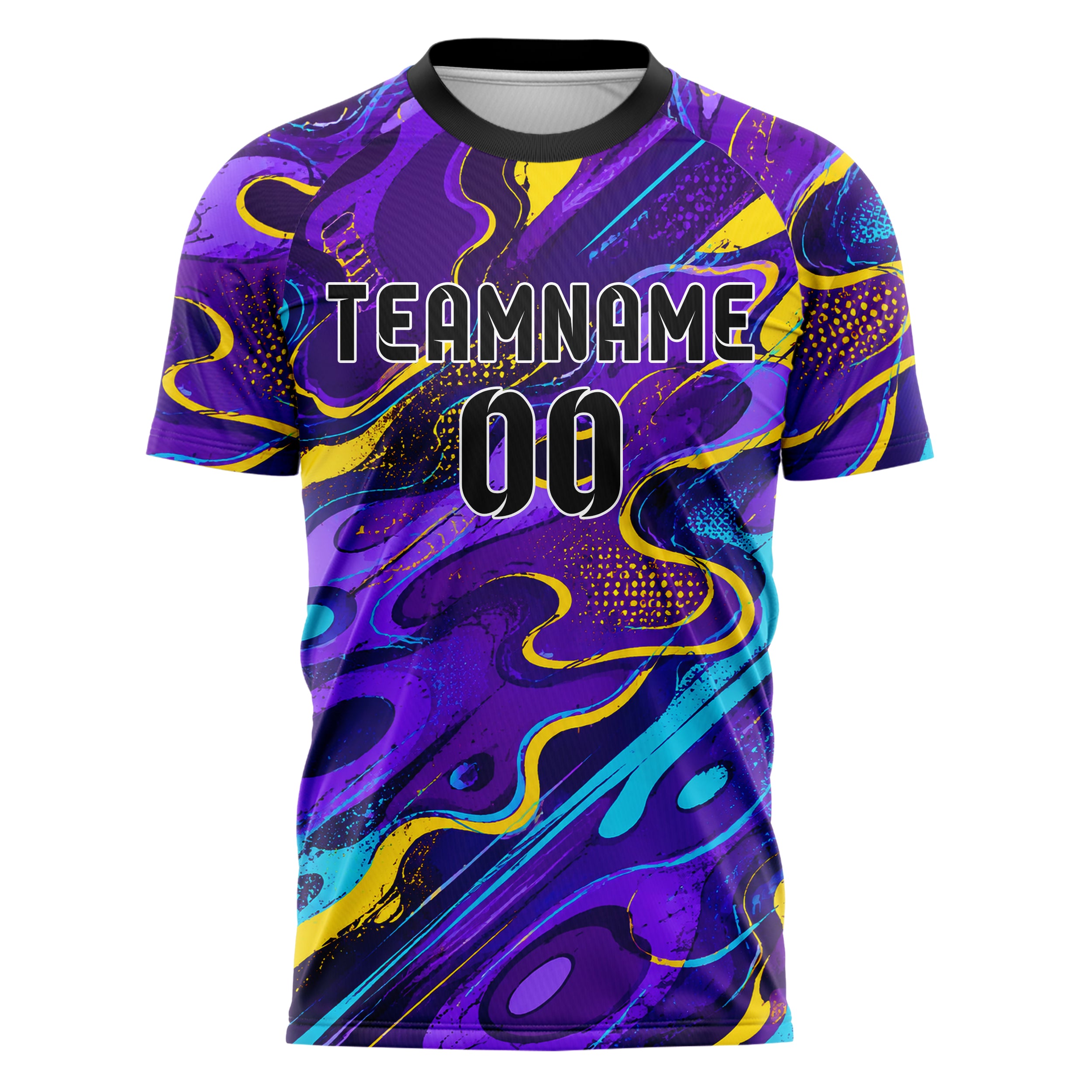 Lila lebendiges abstrakte Linien Organic Blobs Outline Design 12-0428 individuelles Fußballtrikot front