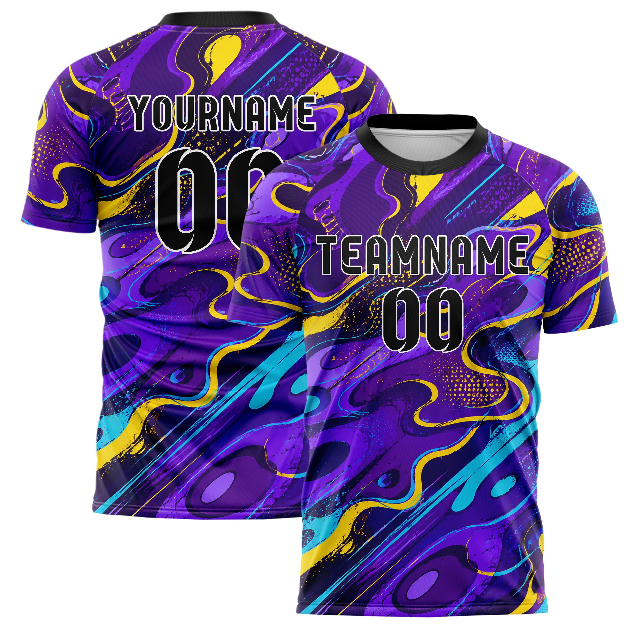 Lila lebendiges abstrakte Linien Organic Blobs Outline Design 12-0428 individuelles Fußballtrikot main