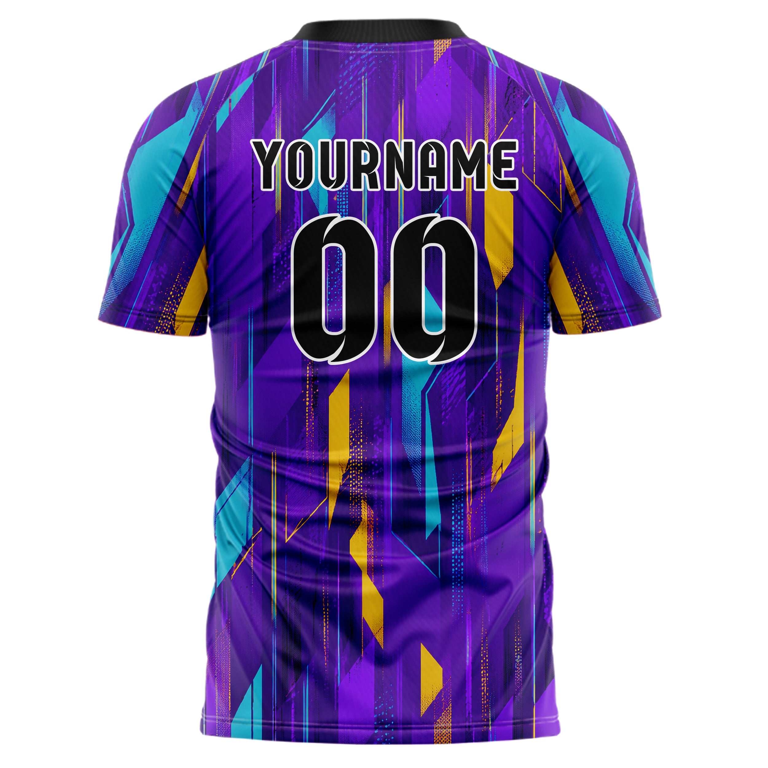 Lila lebendiges abstrakte Linien Polygon Shards Design 12-0074 individuelles Fußballtrikot back