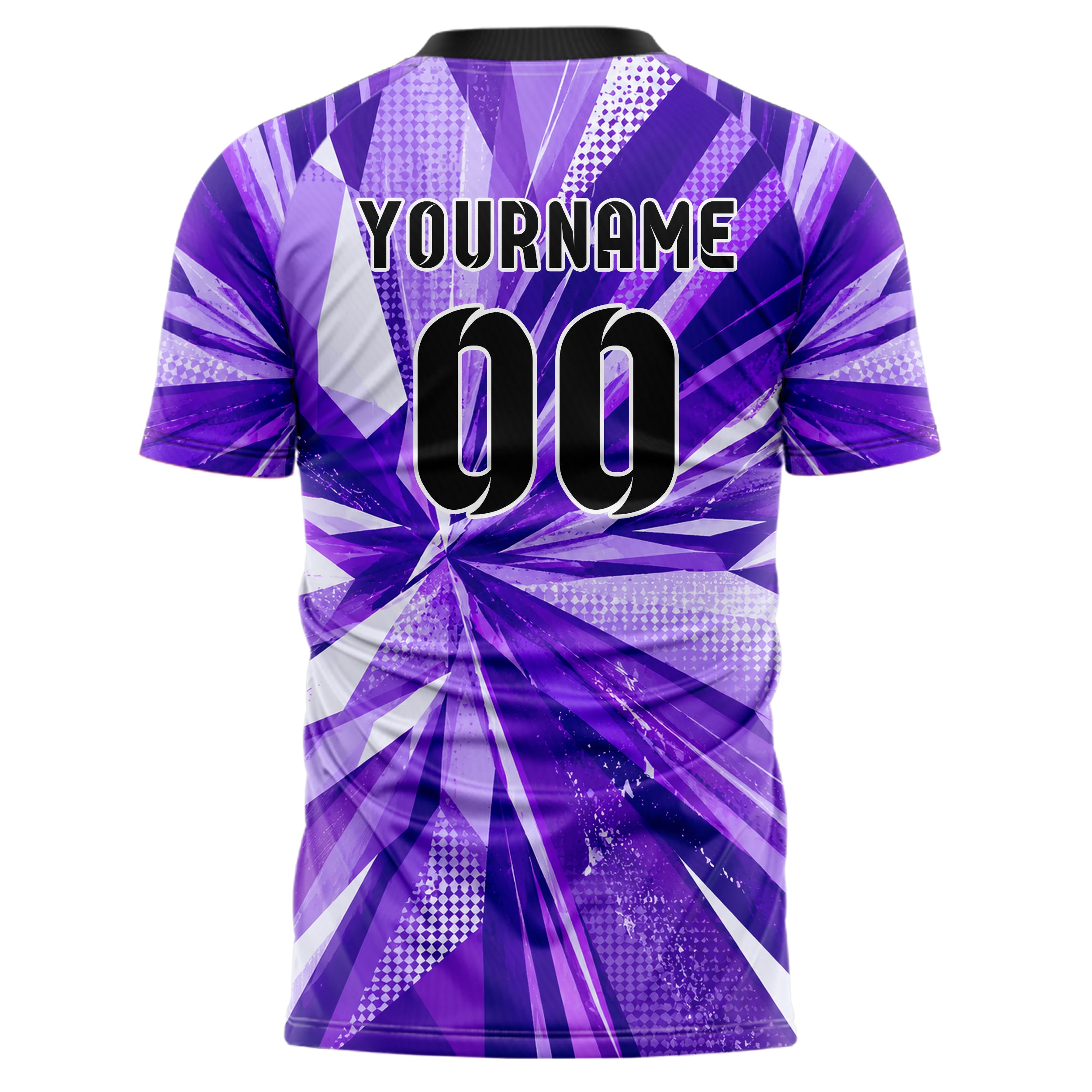 Lila lebendiges abstrakte Linien Polygon Shards Design 12-0274 individuelles Fußballtrikot back