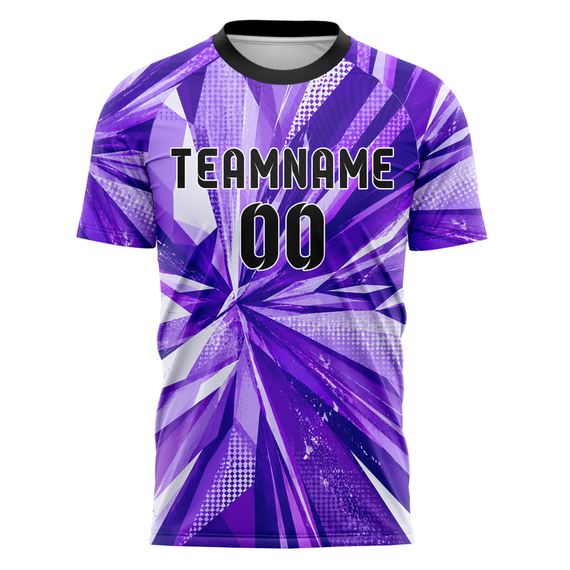 Lila lebendiges abstrakte Linien Polygon Shards Design 12-0274 individuelles Fußballtrikot front