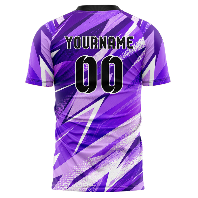 Lila lebendiges abstrakte Linien Polygon Shards Design 12-0322 individuelles Fußballtrikot back