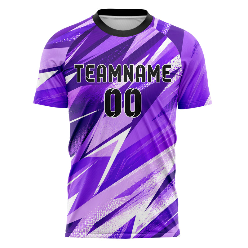 Lila lebendiges abstrakte Linien Polygon Shards Design 12-0322 individuelles Fußballtrikot front