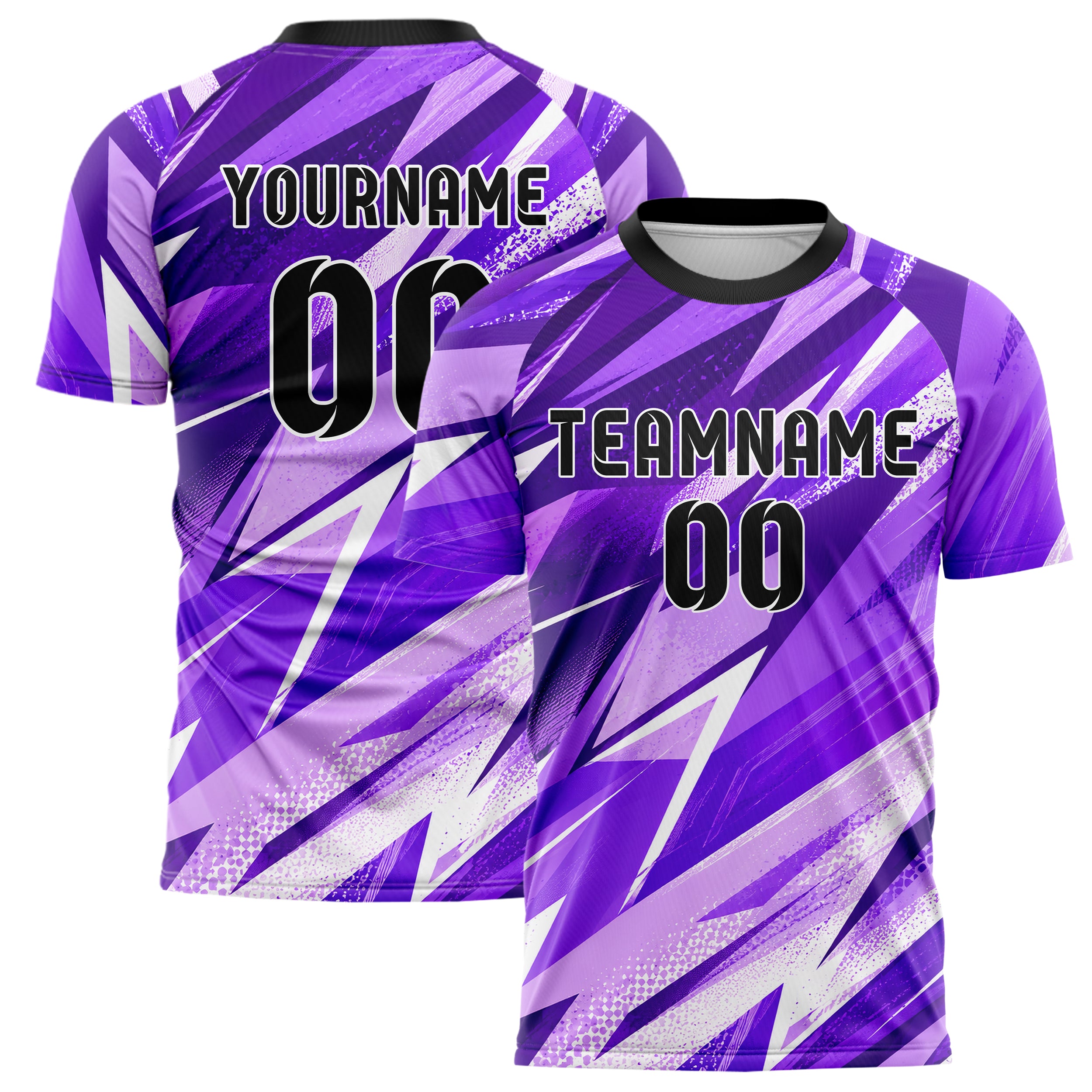 Lila lebendiges abstrakte Linien Polygon Shards Design 12-0322 individuelles Fußballtrikot main