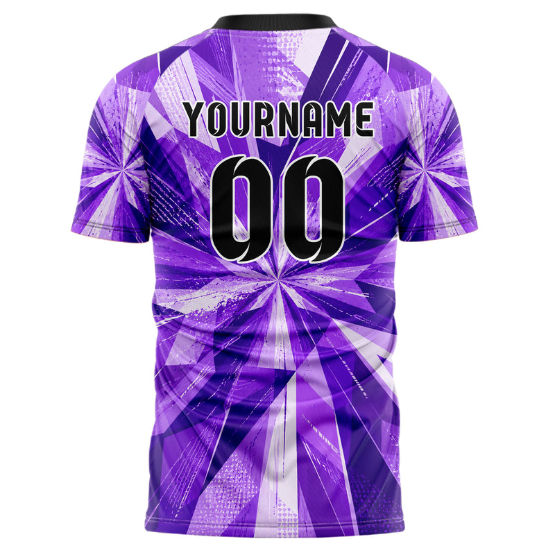 Lila lebendiges abstrakte Linien Polygon Shards Design 12-0370 individuelles Fußballtrikot back