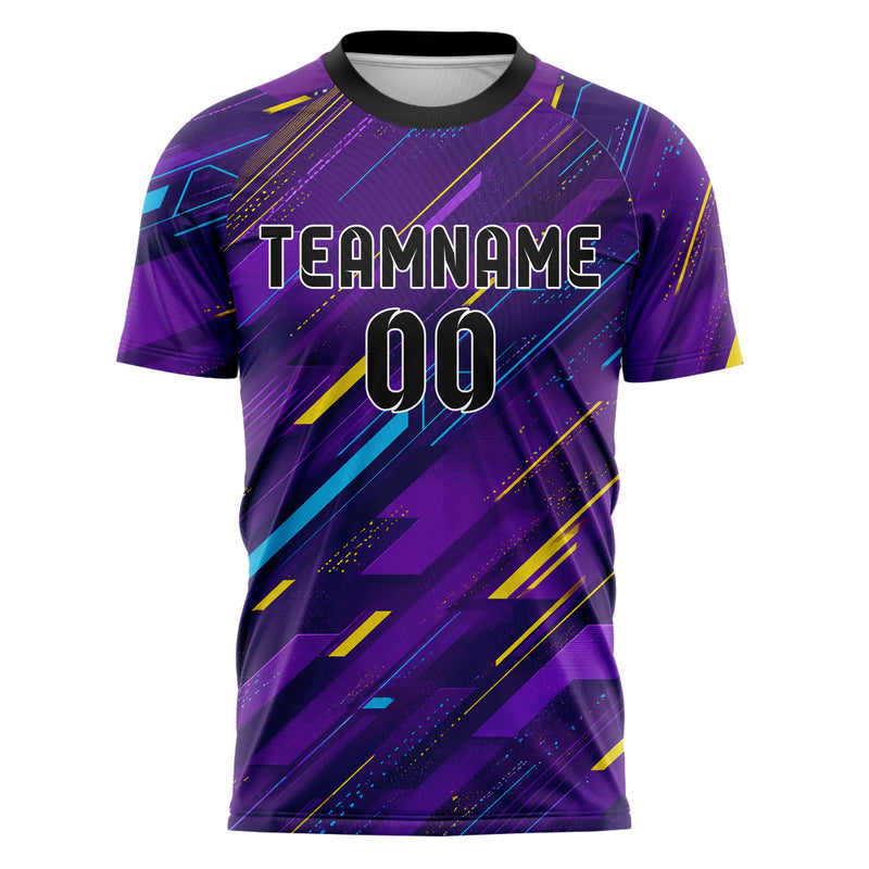 Lila lebendiges abstrakte Linien Speckles Line Accents Design 12-0152 individuelles Fußballtrikot front