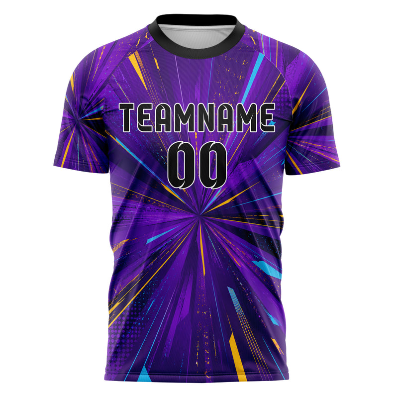 Lila lebendiges abstrakte Linien Speckles Line Accents Design 12-0296 individuelles Fußballtrikot front