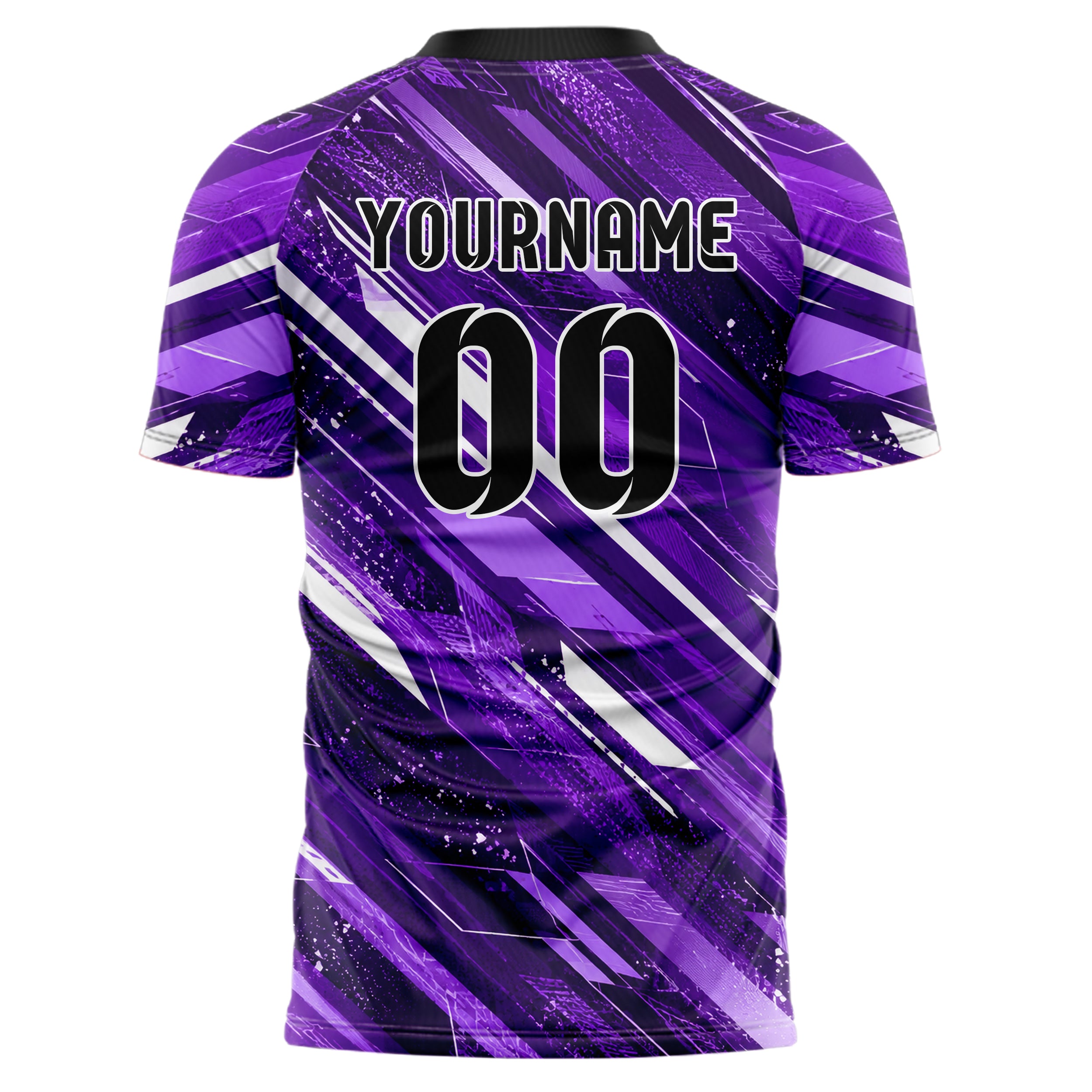Lila lebendiges abstrakte Linien Speckles Line Accents Design 12-0304 individuelles Fußballtrikot back