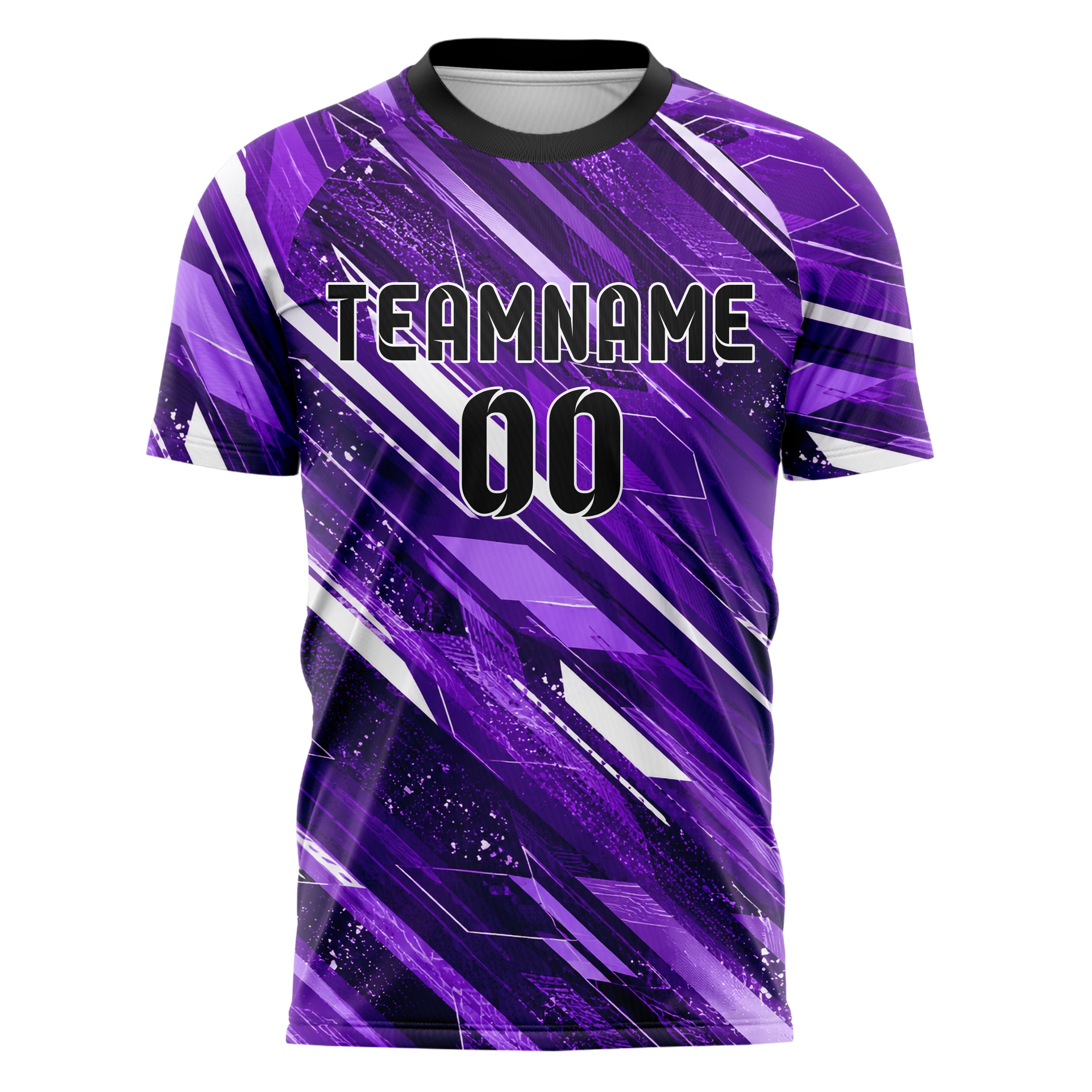 Lila lebendiges abstrakte Linien Speckles Line Accents Design 12-0304 individuelles Fußballtrikot front