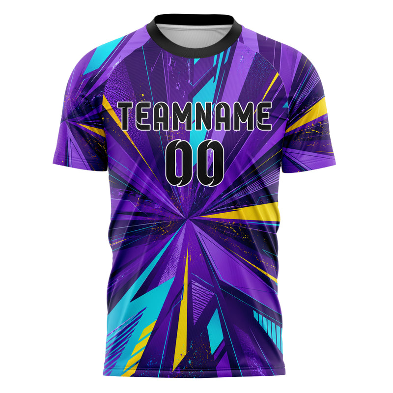 Lila lebendiges abstrakte Linien Speckles Line Accents Design 12-0488 individuelles Fußballtrikot front