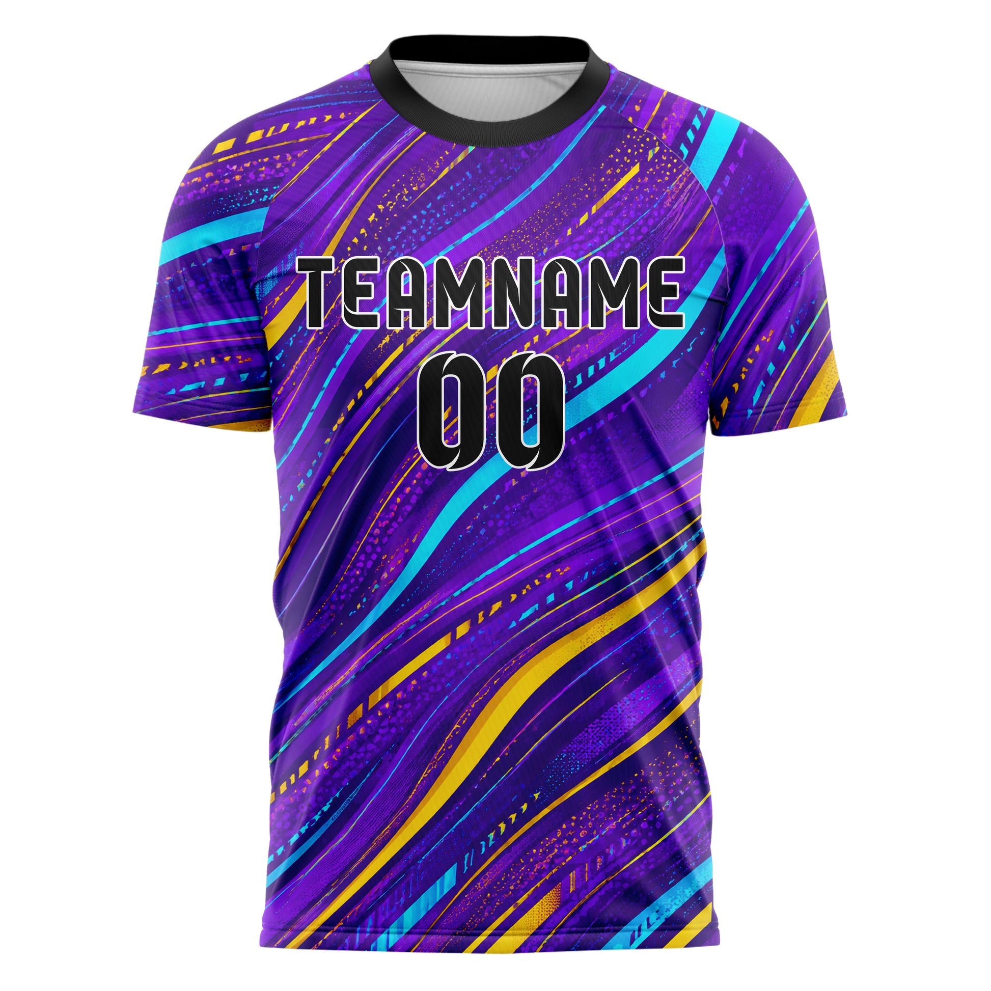 Lila lebendiges abstrakte Linien wavy Parallel Curves Design 12-0014 individuelles Fußballtrikot front