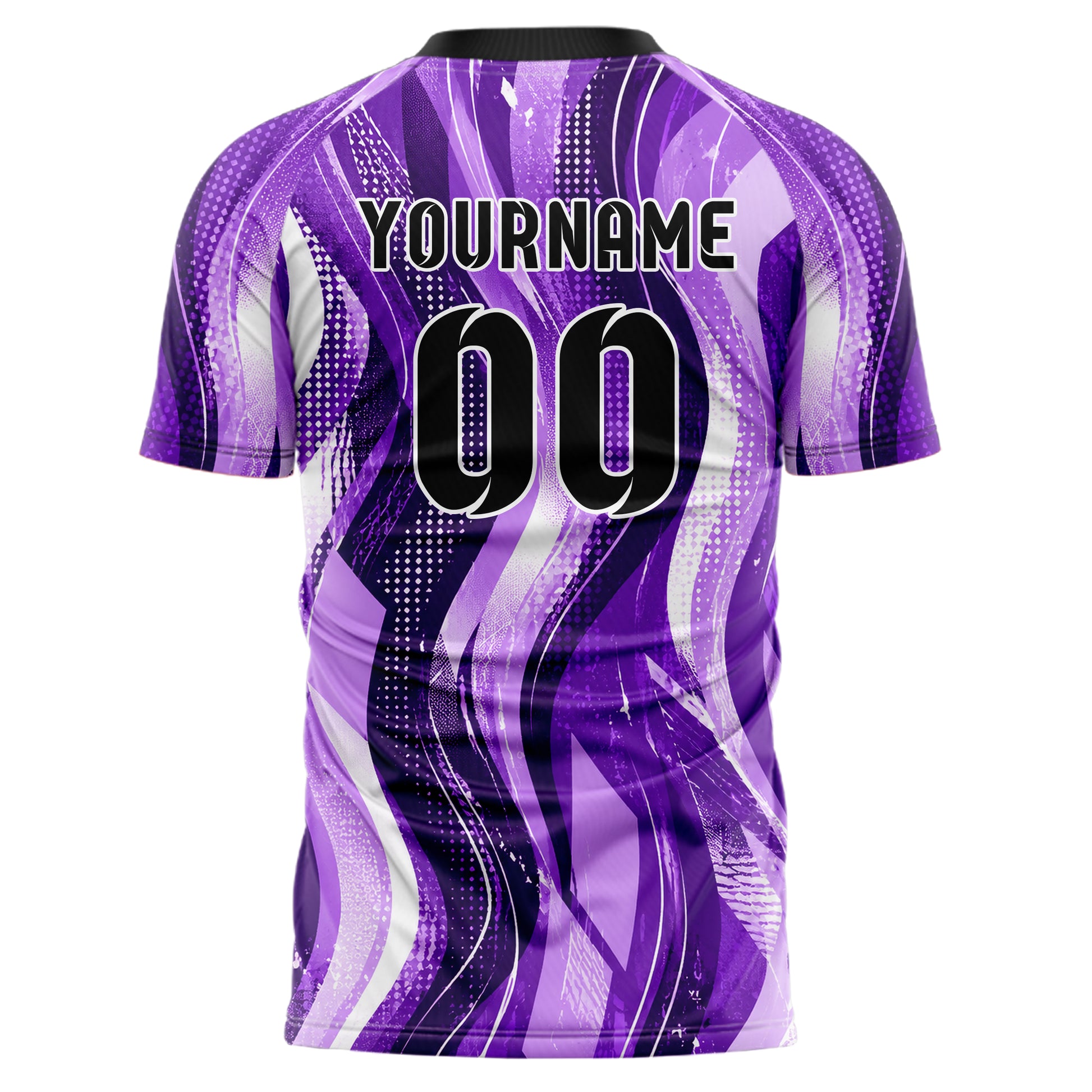 Lila lebendiges abstrakte Linien wavy Parallel Curves Design 12-0118 individuelles Fußballtrikot back