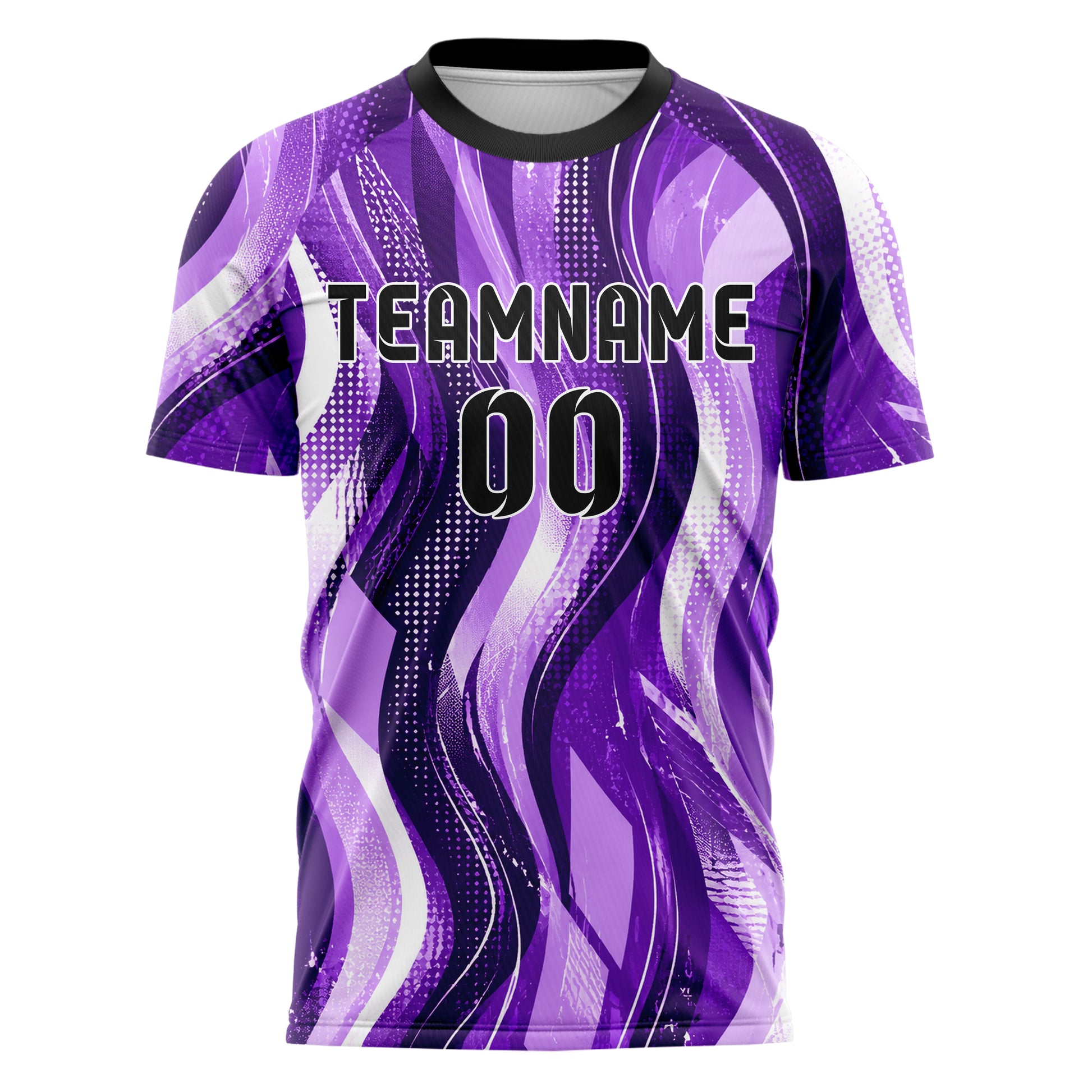 Lila lebendiges abstrakte Linien wavy Parallel Curves Design 12-0118 individuelles Fußballtrikot front