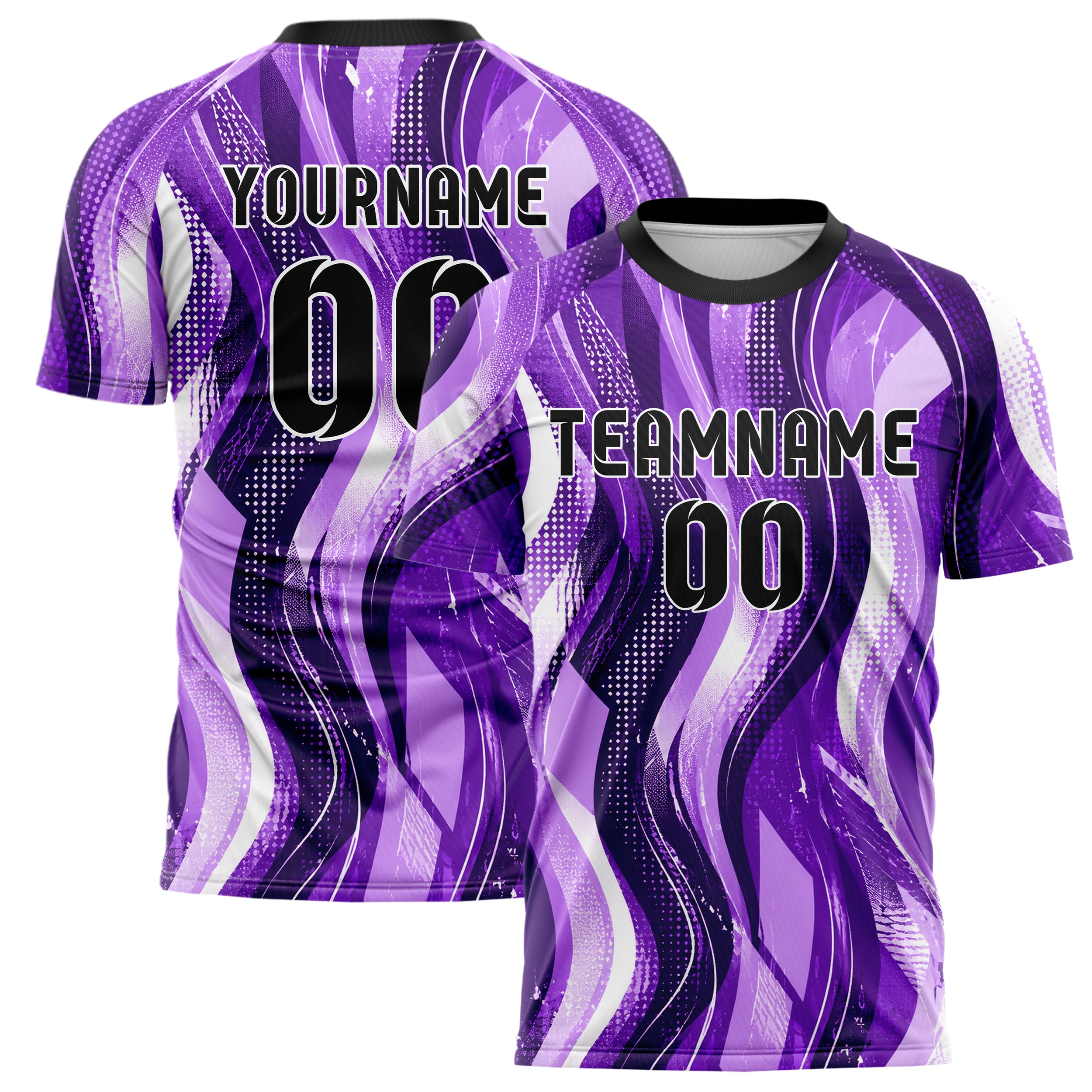 Lila lebendiges abstrakte Linien wavy Parallel Curves Design 12-0118 individuelles Fußballtrikot main