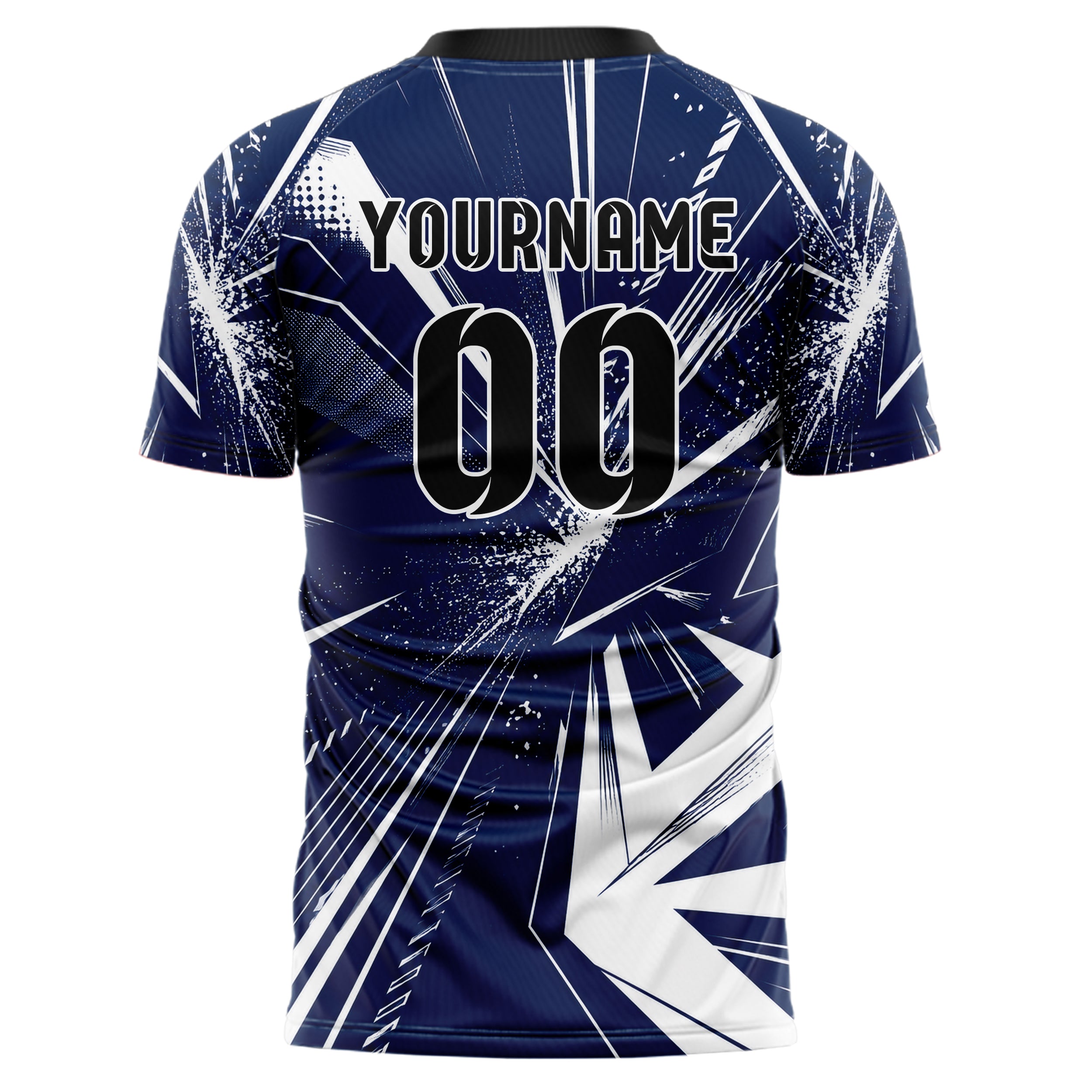 Marineblau klassisches abstrakte Linien asymmetrische Vector Panels Design 12-0097 individuelles Fußballtrikot back