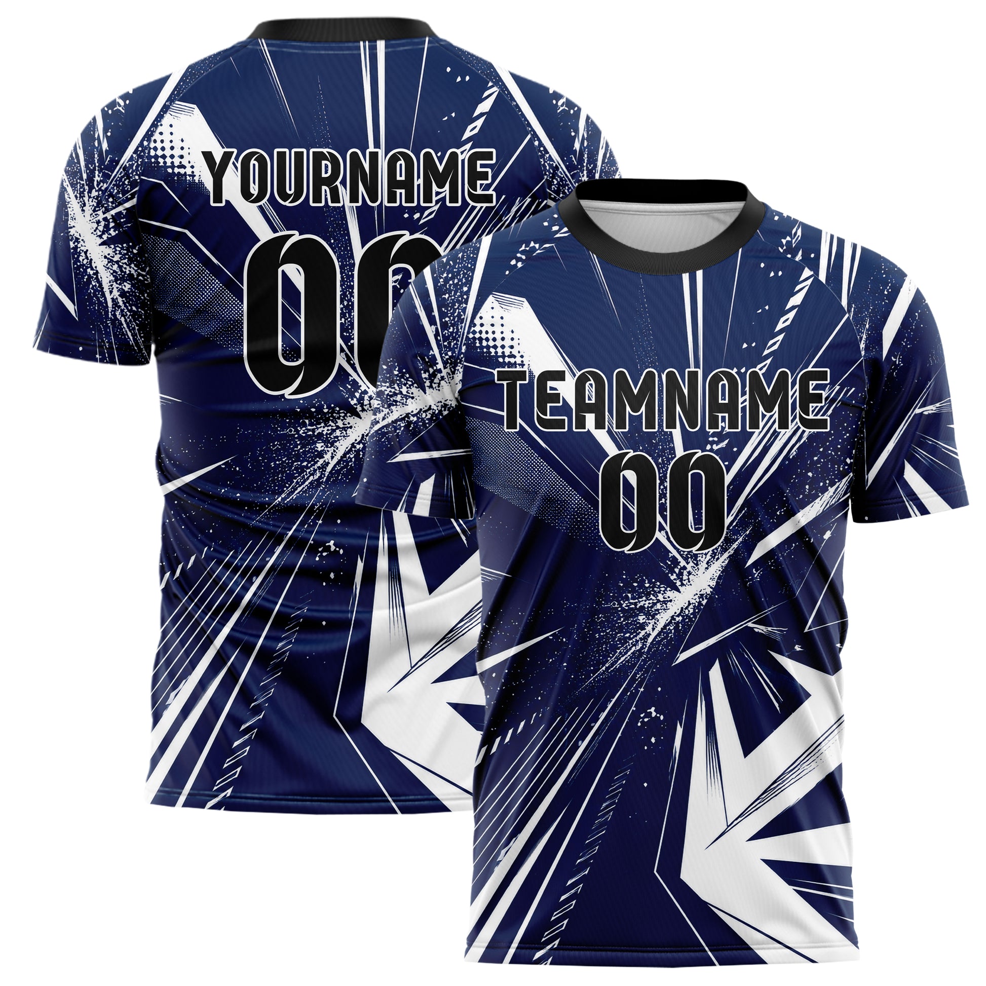 Marineblau klassisches abstrakte Linien asymmetrische Vector Panels Design 12-0097 individuelles Fußballtrikot main