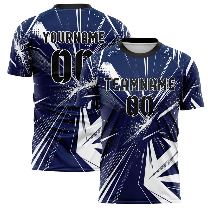 Marineblau klassisches abstrakte Linien asymmetrische Vector Panels Design 12-0097 individuelles Fußballtrikot main