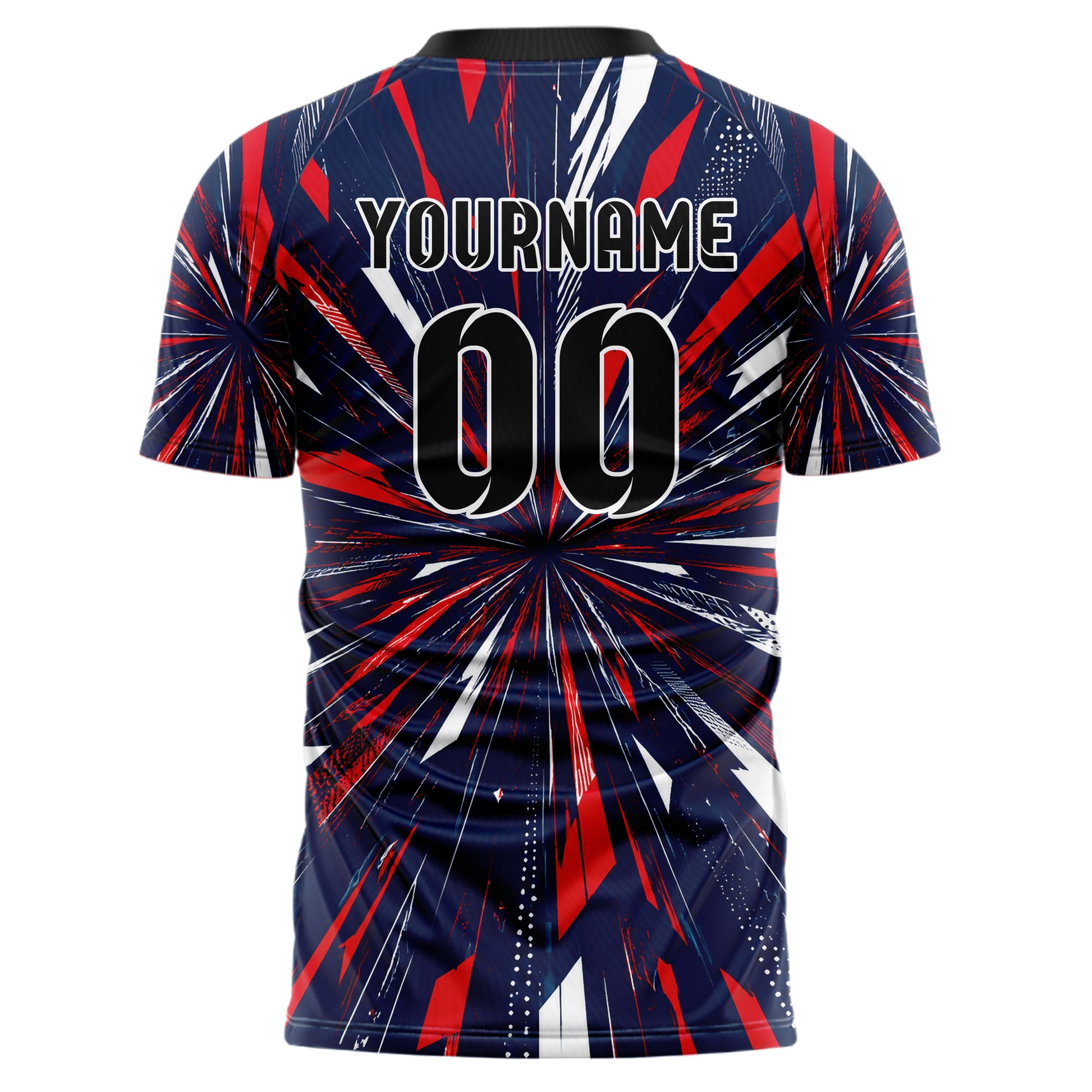 Marineblau klassisches abstrakte Linien diagonale Streamlines Design 12-0011 individuelles Fußballtrikot back