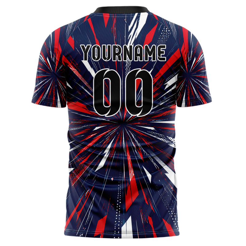 Marineblau klassisches abstrakte Linien diagonale Streamlines Design 12-0011 individuelles Fußballtrikot back
