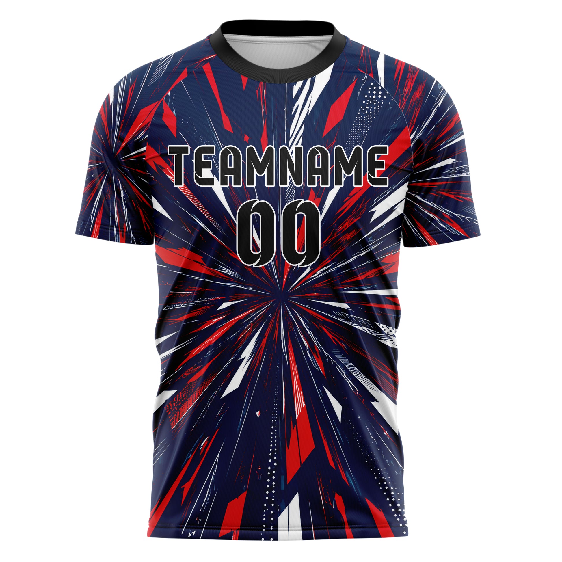 Marineblau klassisches abstrakte Linien diagonale Streamlines Design 12-0011 individuelles Fußballtrikot front