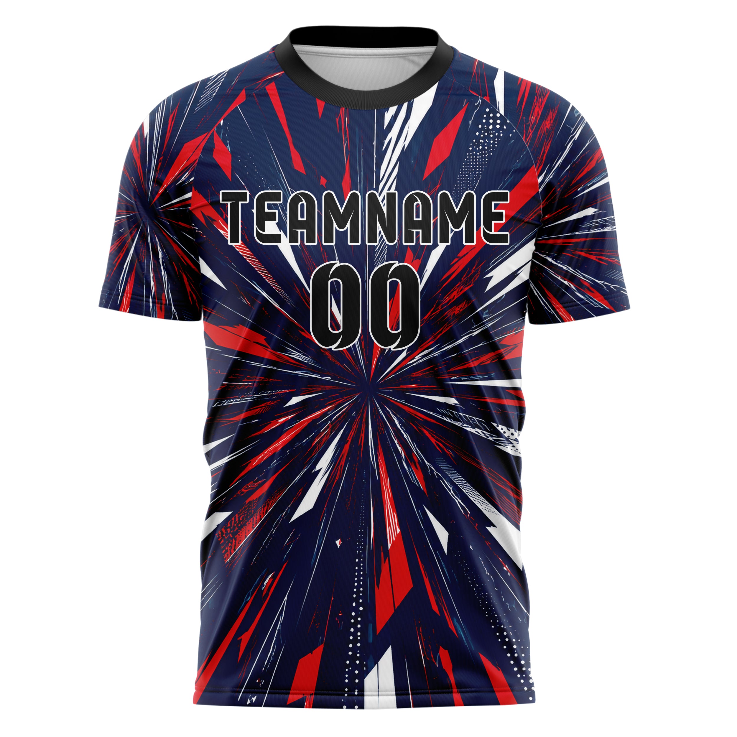 Marineblau klassisches abstrakte Linien diagonale Streamlines Design 12-0011 individuelles Fußballtrikot front