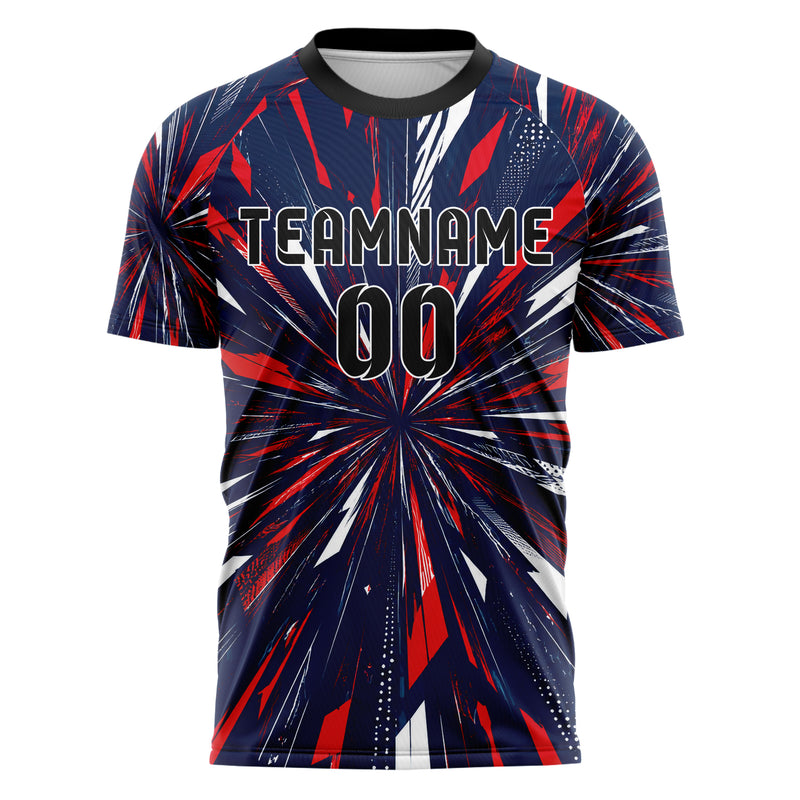 Marineblau klassisches abstrakte Linien diagonale Streamlines Design 12-0011 individuelles Fußballtrikot front